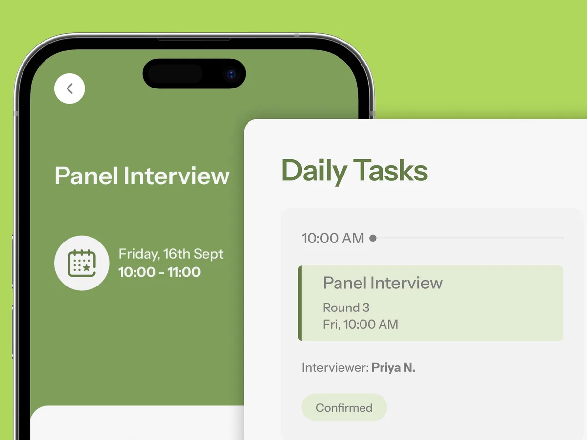 The next-round interview booked onto the interviewer's calendar