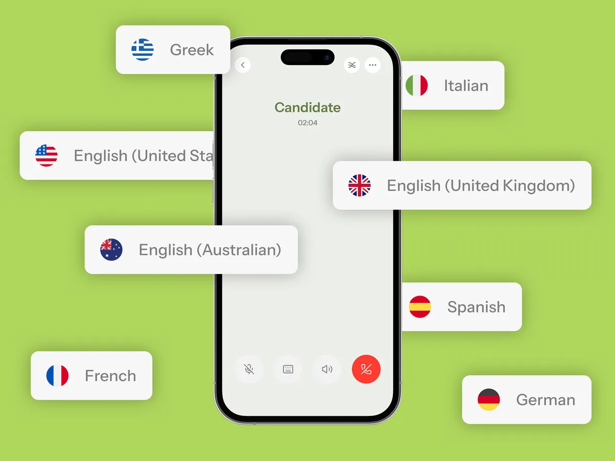 The screening call running in the candidate's own language