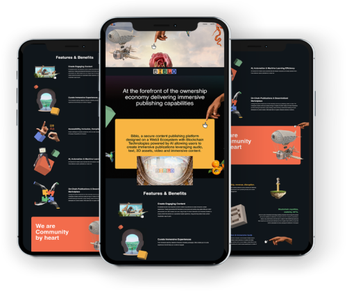 The Biblo content publishing platform shown across mobile devices