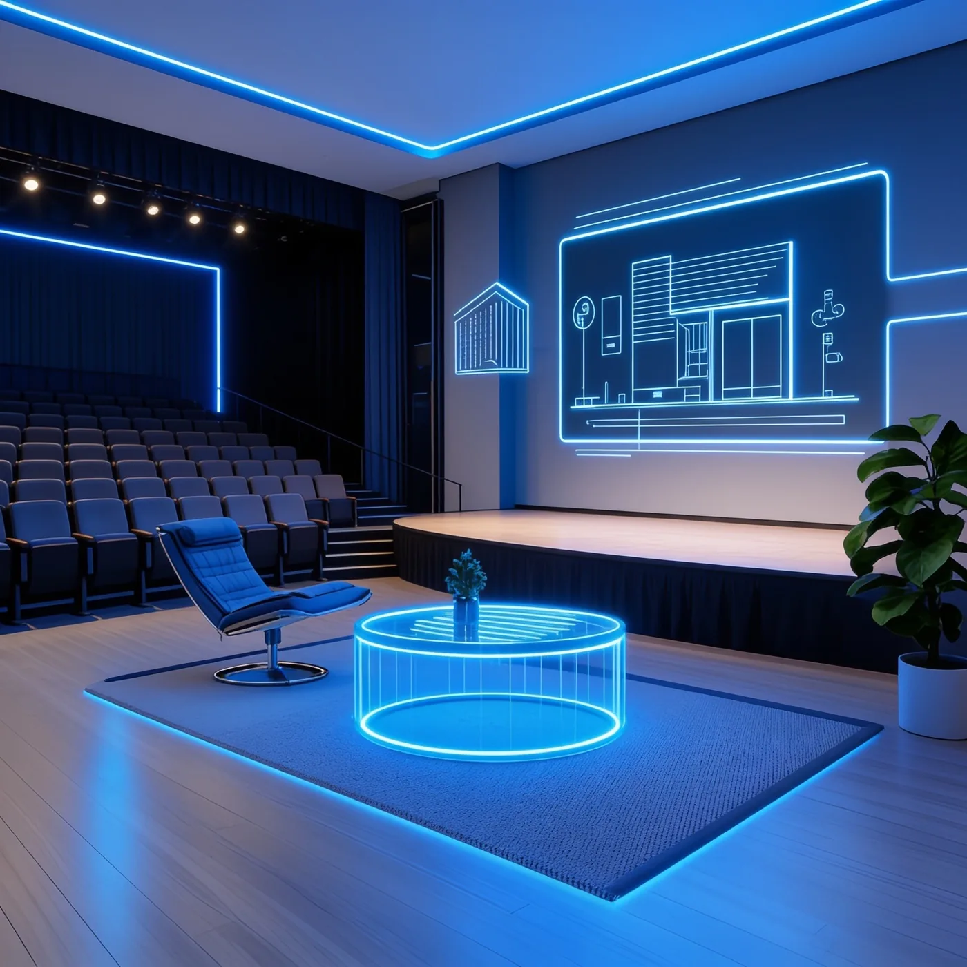 Interactive AR venue visualisation with holographic overlays