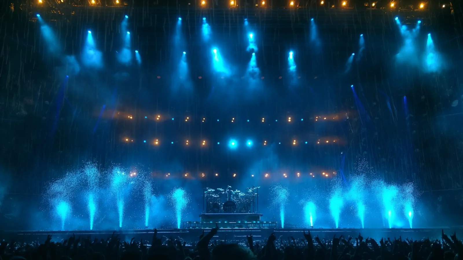 A large event venue lit in blue stage lighting, the kind of space EventAR maps and stages