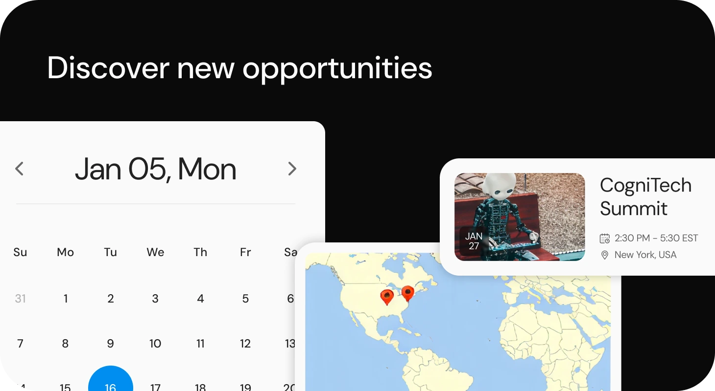 Discover new opportunities: events calendar and map in Key.ai