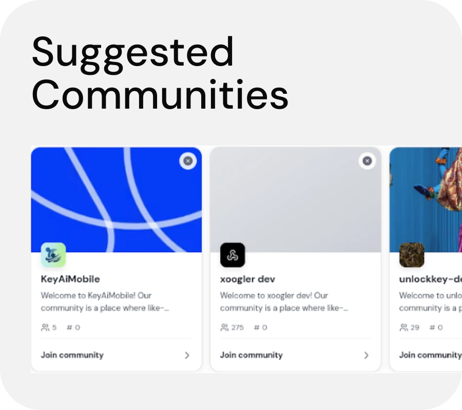 Suggested communities in Key.ai