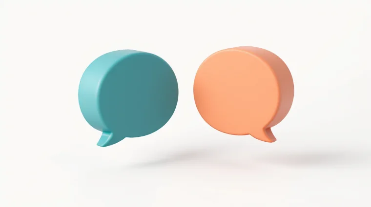 Two speech bubbles in an ongoing two-way conversation