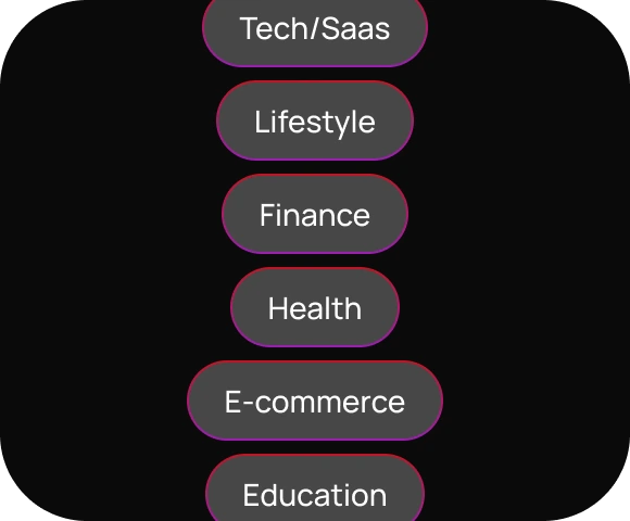 Industries PushPromo serves: Tech and SaaS, lifestyle, finance, health, e-commerce and education