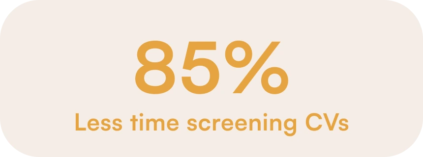 85% less time screening CVs